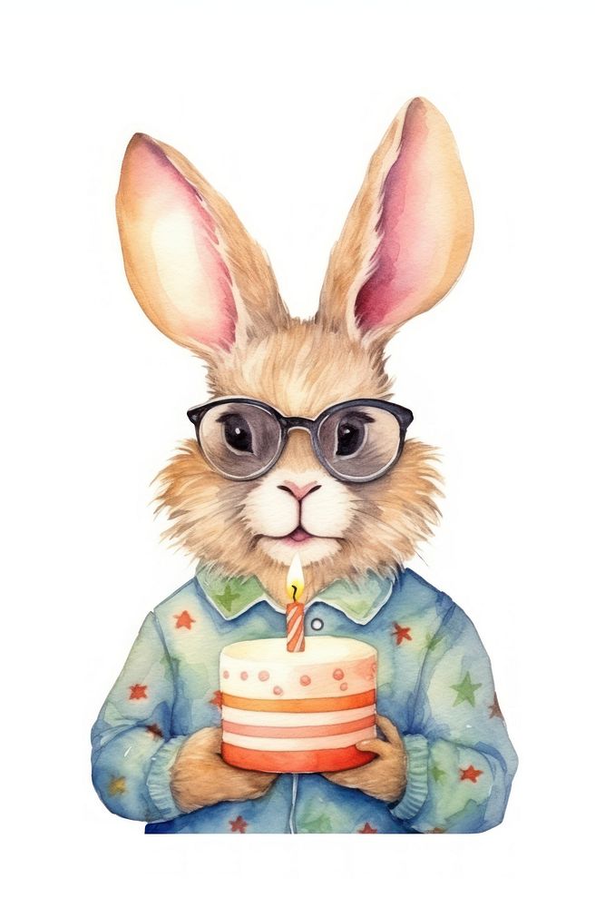 Rabbit glasses animal cartoon. AI generated Image by rawpixel.