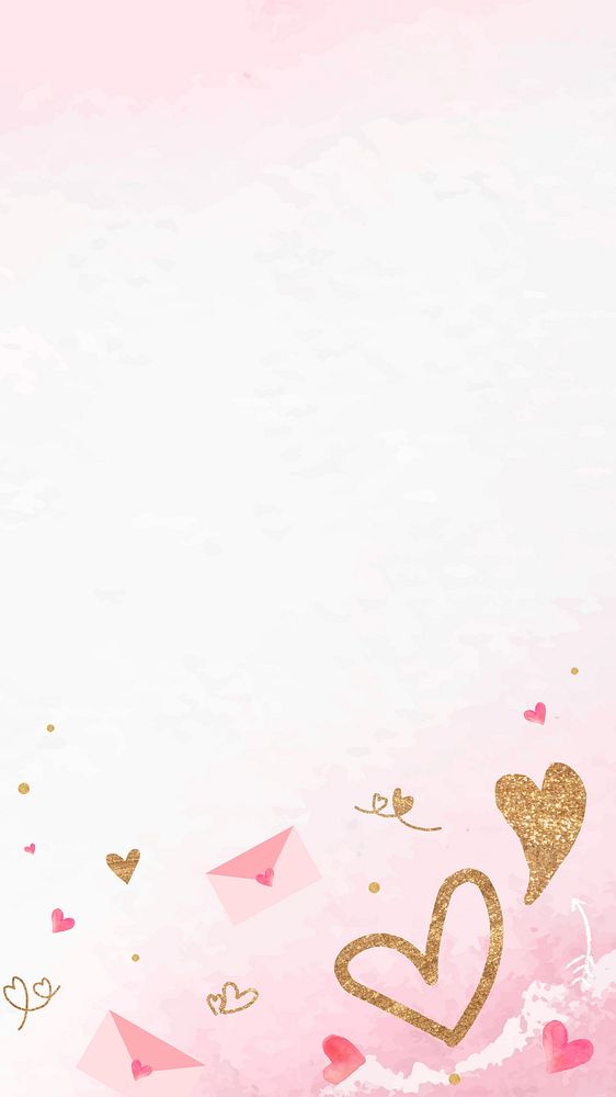 Valentine's heart watercolor iPhone wallpaper