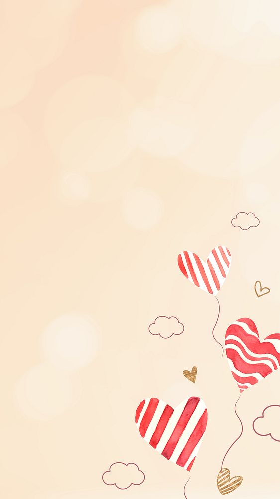 Cute heart balloons iPhone wallpaper