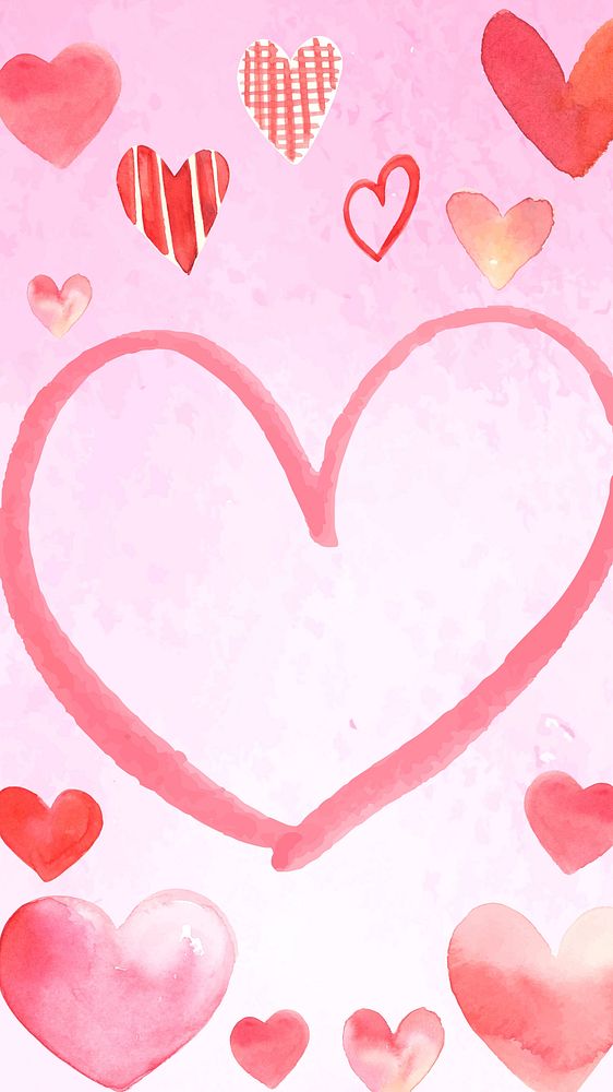 Pink doodle heart iPhone wallpaper