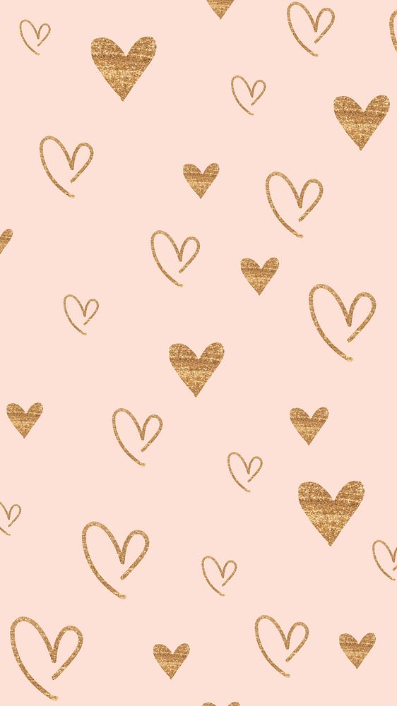 Gold heart pattern iPhone wallpaper