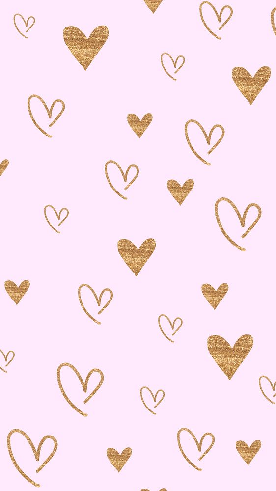 Gold heart pattern iPhone wallpaper