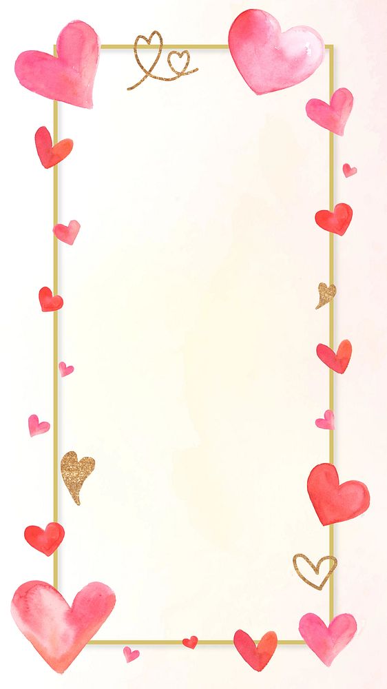 Watercolor heart frame, blank background design