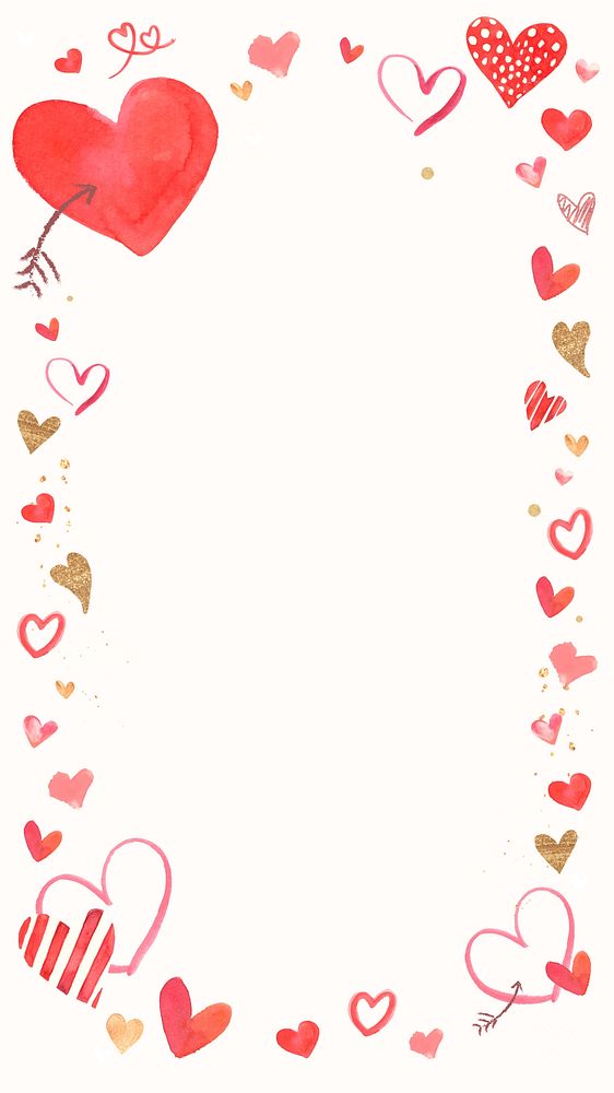 Doodle heart frame, blank background design