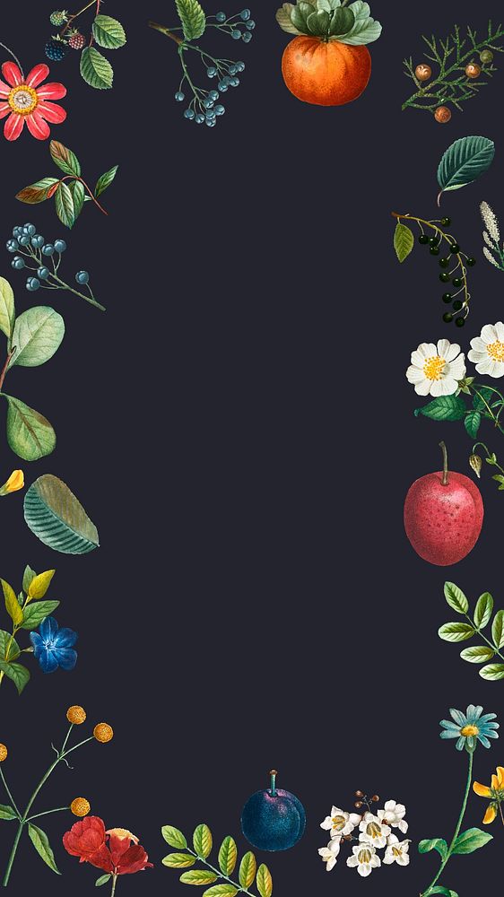 Flower fruit frame iPhone wallpaper