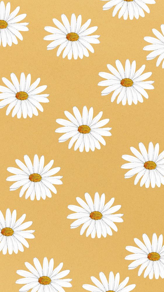 White flower patterned mobile wallpaper