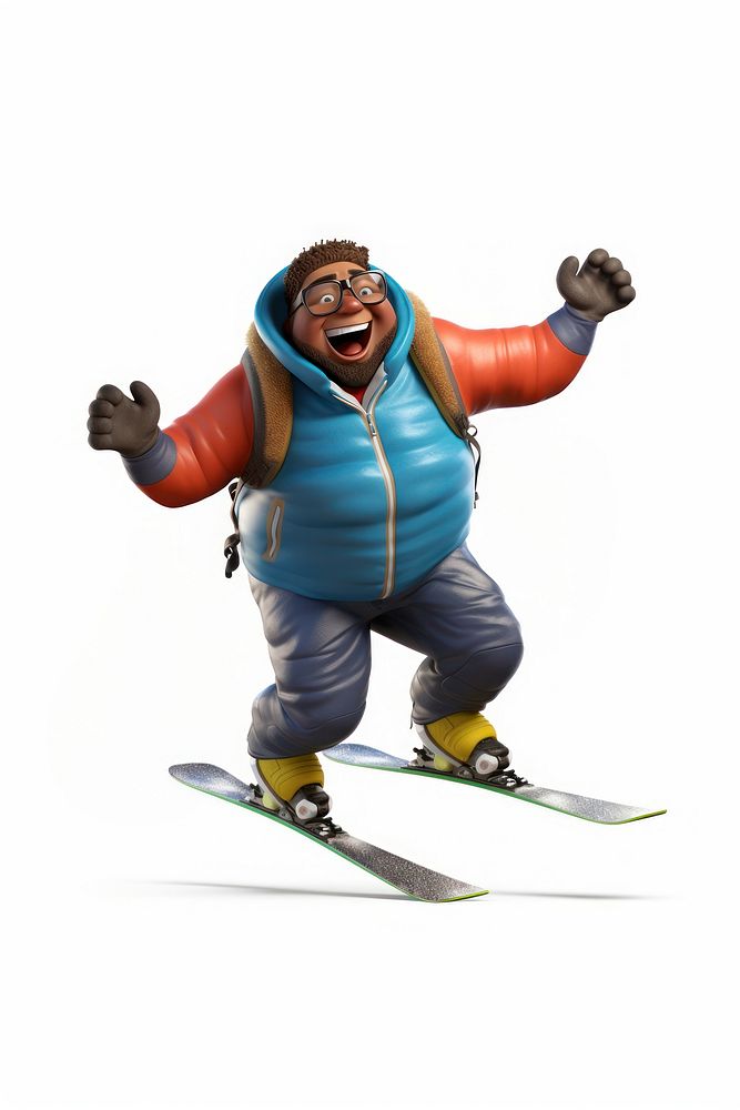 Chubby black man play skiing snowboarding adventure footwear. AI generated Image by rawpixel.