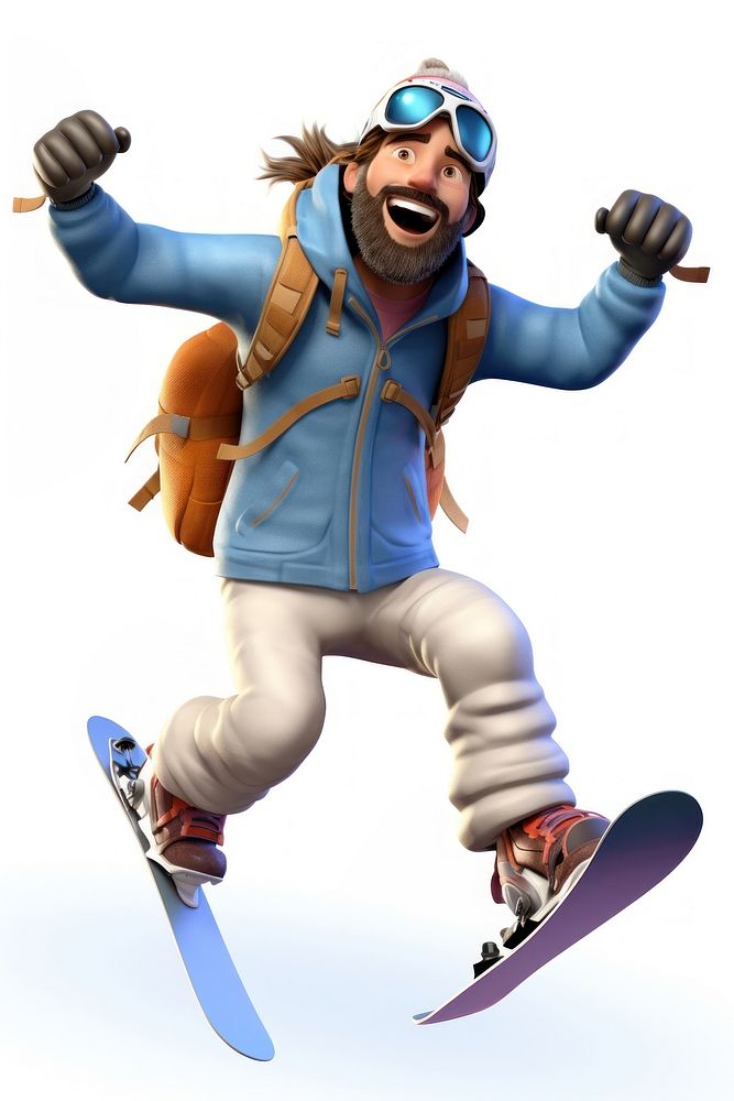 Man play Skiing snowboarding footwear cartoon. AI generated Image by rawpixel.