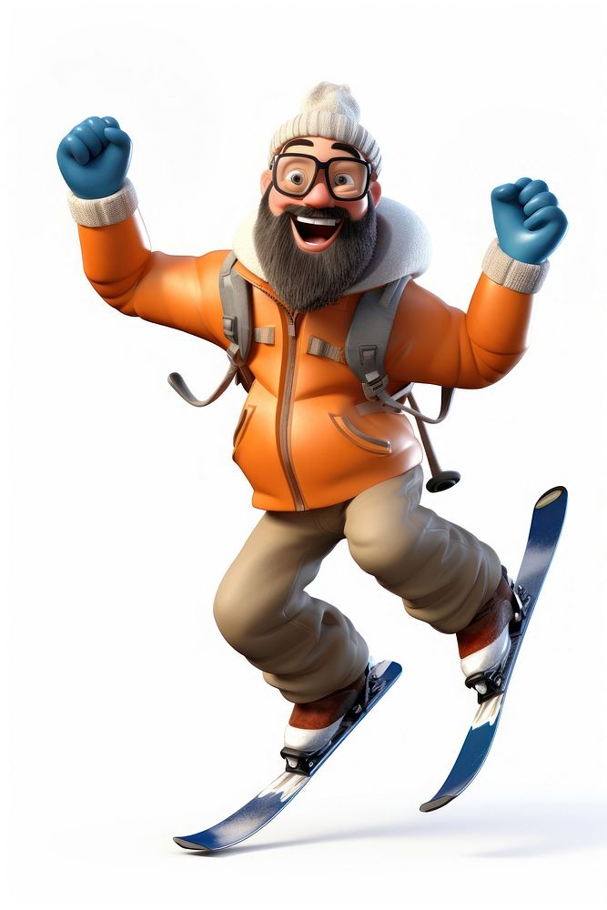Man play Skiing cartoon sports skiing. AI generated Image by rawpixel.