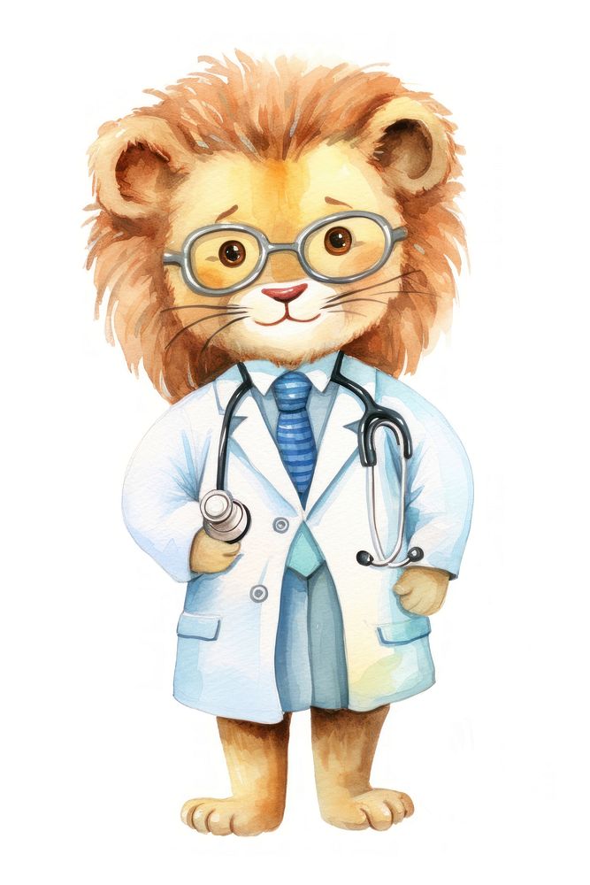A cute Doctor lion characters doctor veterinarian glasses. AI generated Image by rawpixel.