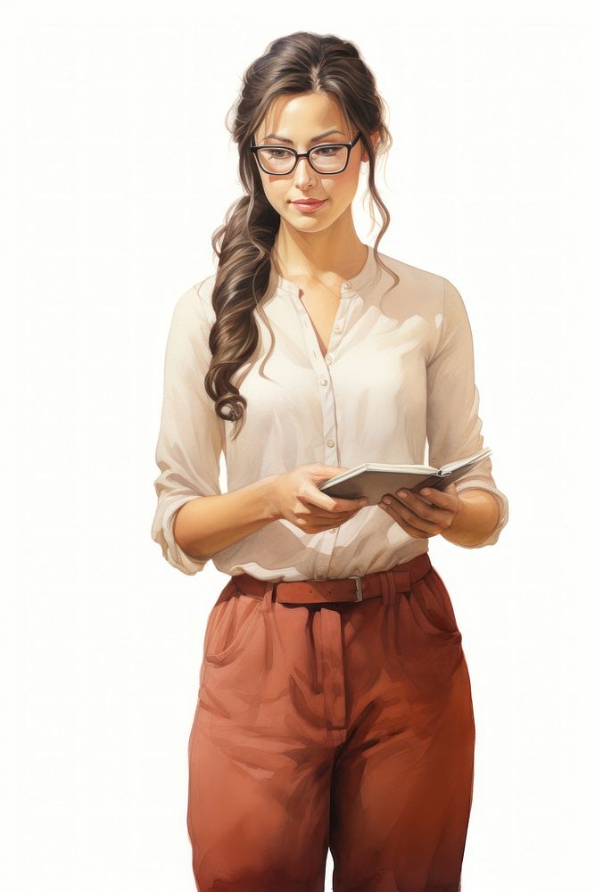 Female teacher reading glasses blouse. AI generated Image by rawpixel.