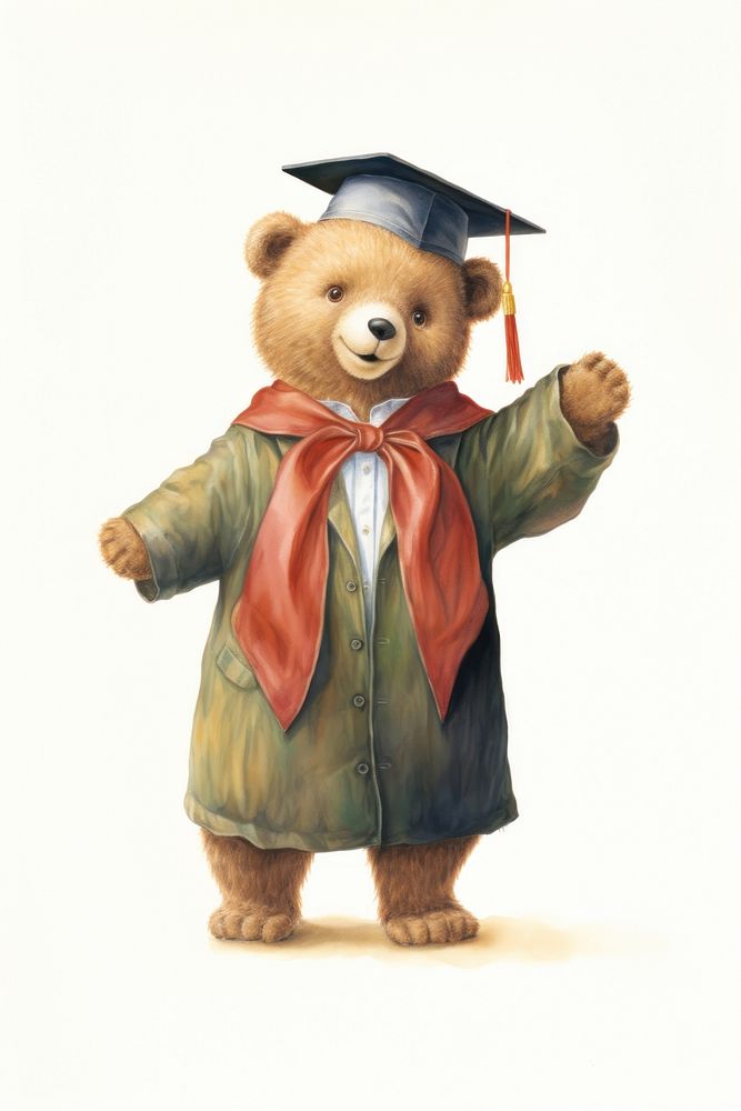 Bear character student graduation mammal toy. AI generated Image by rawpixel.