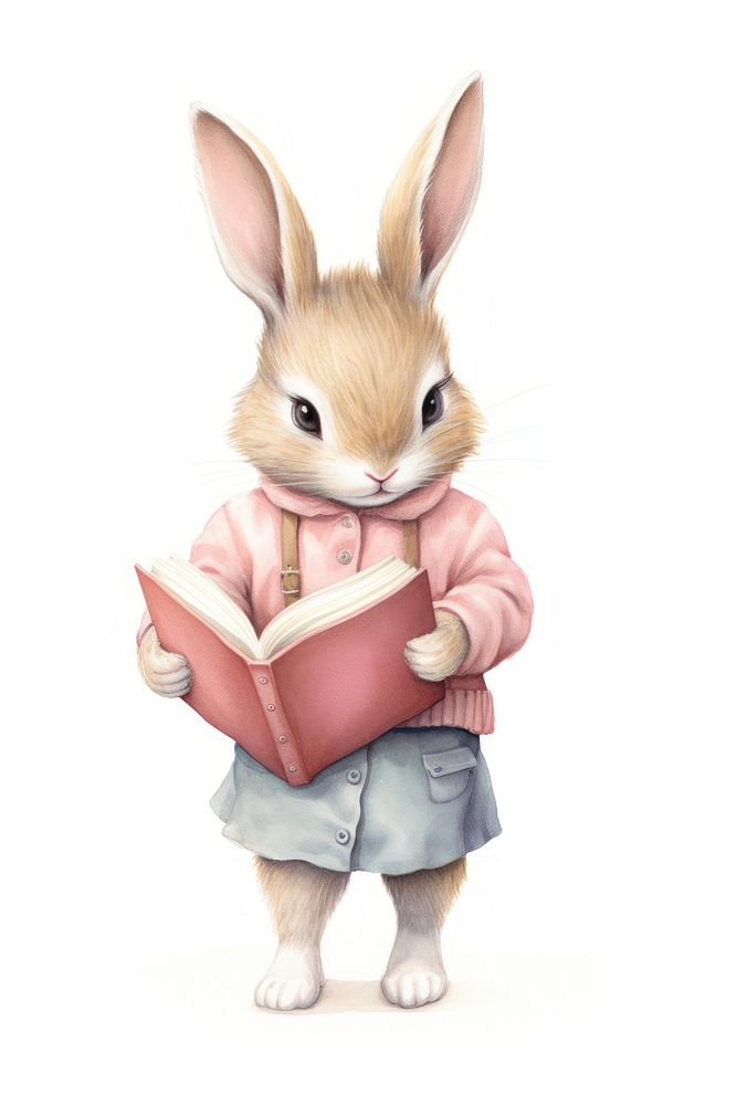 Cutie rabbit student reading rodent mammal. 