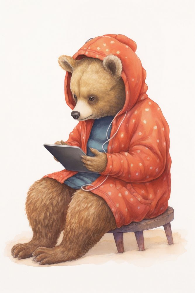 Female bear student drawing mammal representation. AI generated Image by rawpixel.