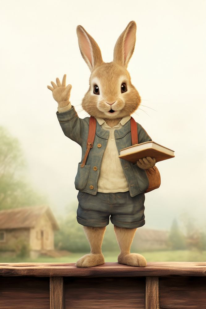 Pretty rabbit student animal mammal representation. AI generated Image by rawpixel.