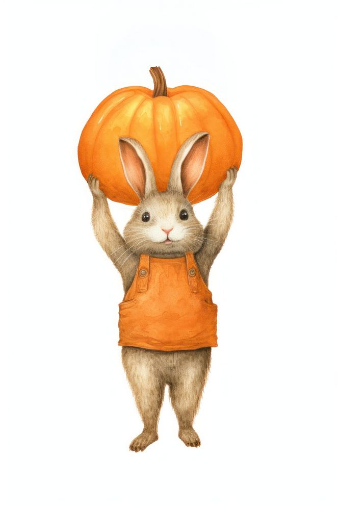 Rabbit farmer pumpkin vegetable rodent. AI generated Image by rawpixel.