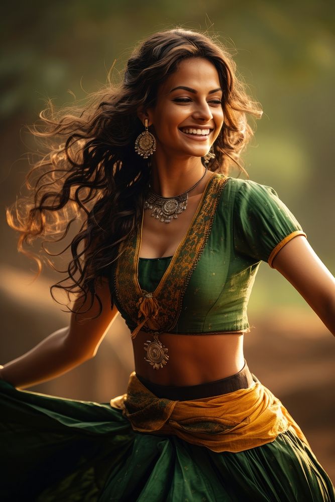Indian dancer performing portrait jewelry smile. AI generated Image by rawpixel.