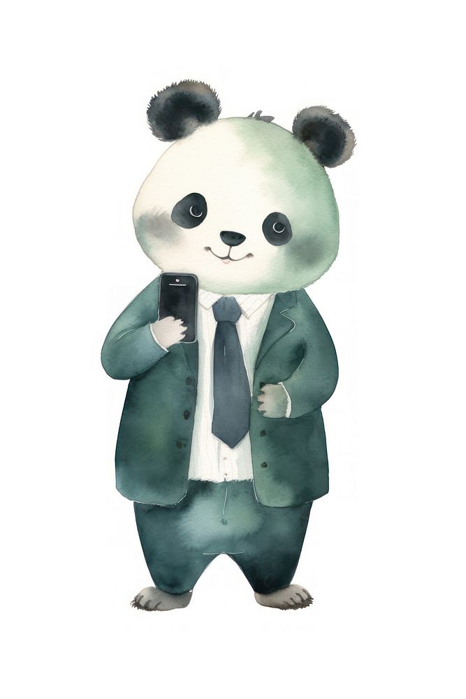 A Panda wearing business suit cartoon mammal animal. AI generated Image by rawpixel.