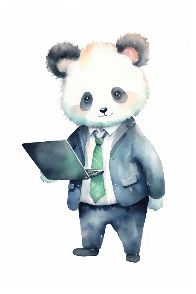Cartoon panda cute suit. AI generated Image by rawpixel.