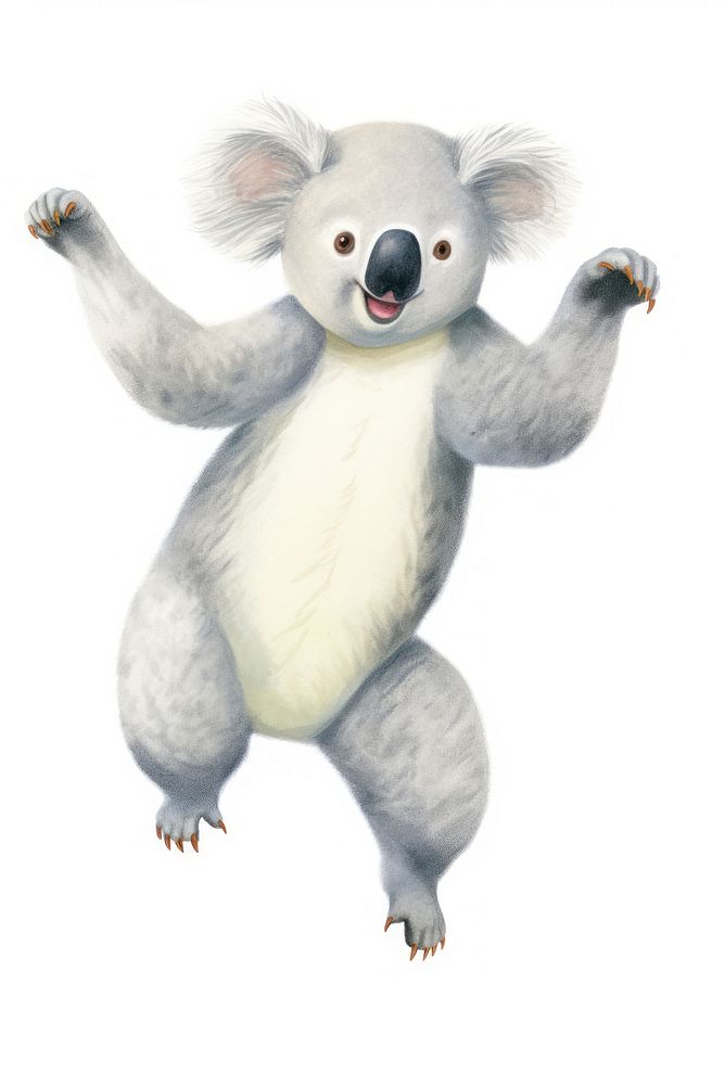 Koala dancing animal mammal white background. 