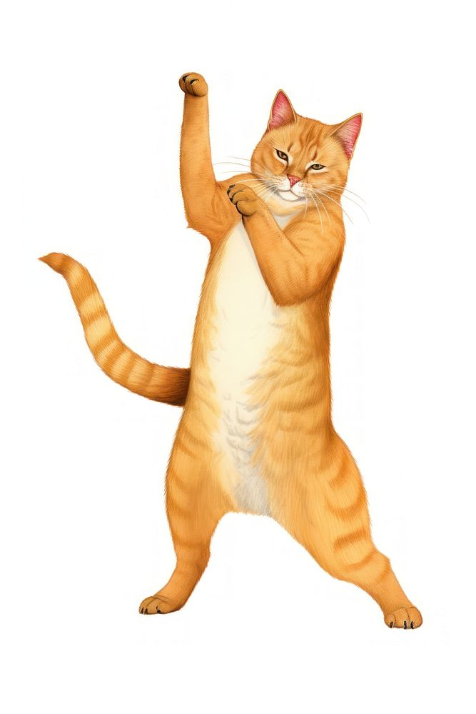 Brown cat dancing mammal animal pet. AI generated Image by rawpixel.