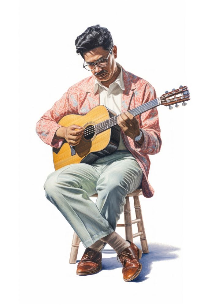 Hispanic music teacher musician sitting guitar. AI generated Image by rawpixel.