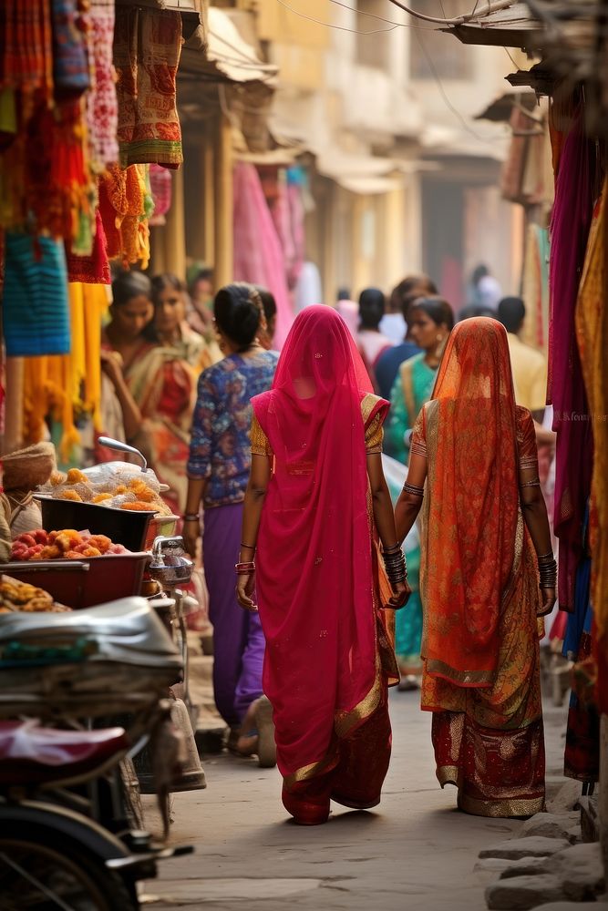 Market adult sari transportation. AI generated Image by rawpixel.