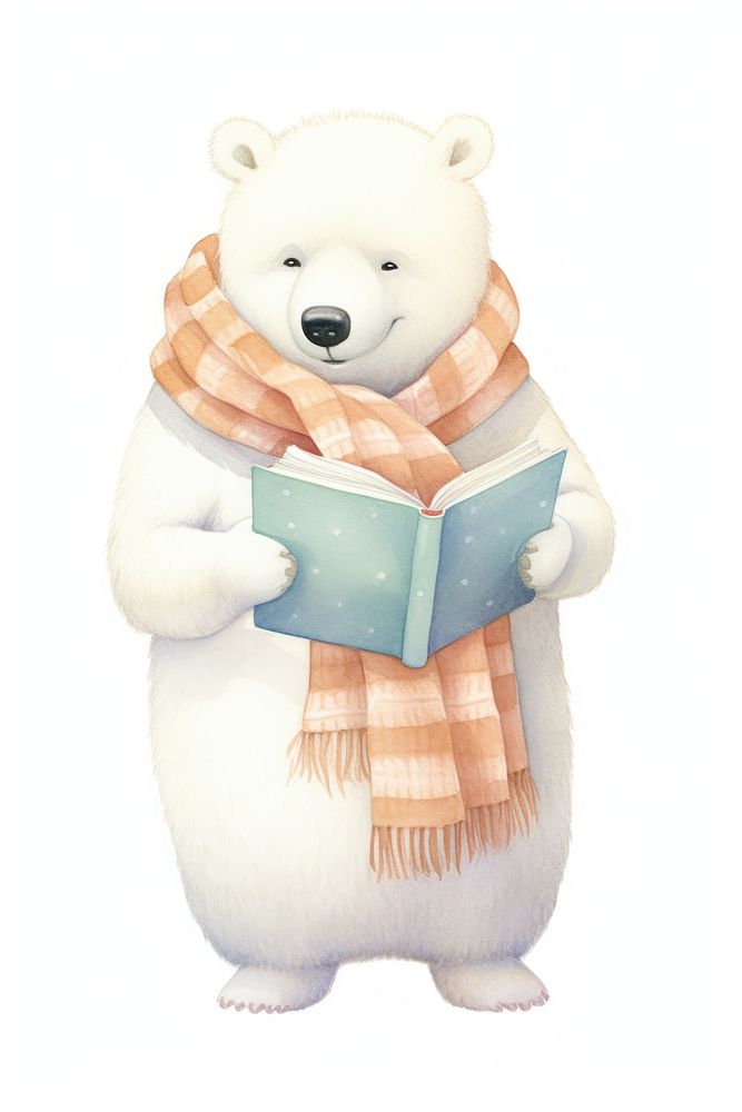 Polar Bear Reading Book Mammal | Free Photo Illustration - Rawpixel