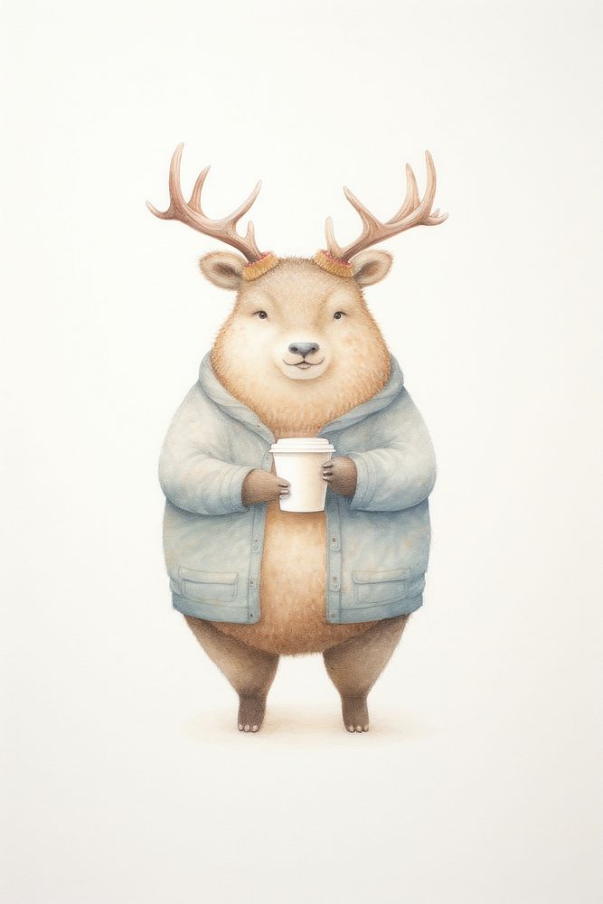 Deer holding coffee mammal animal antler. 