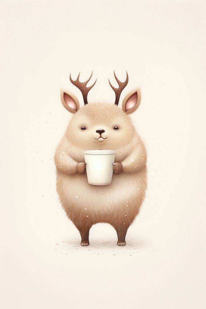 Deer holding coffee mammal animal rodent. AI generated Image by rawpixel.