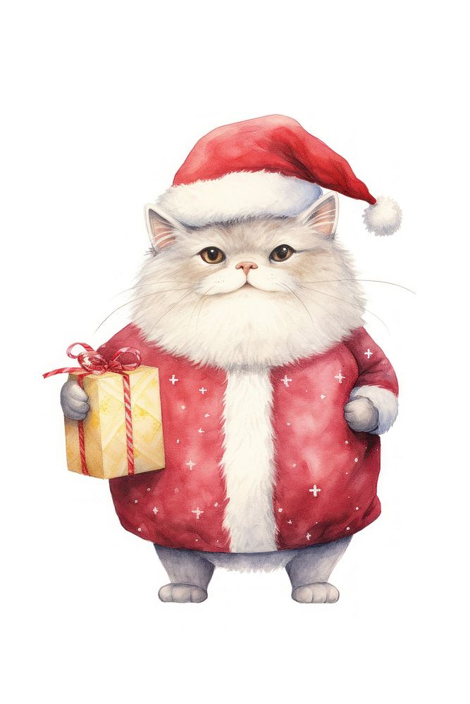 Santa cat holding a gift bag mammal animal pet. AI generated Image by rawpixel.