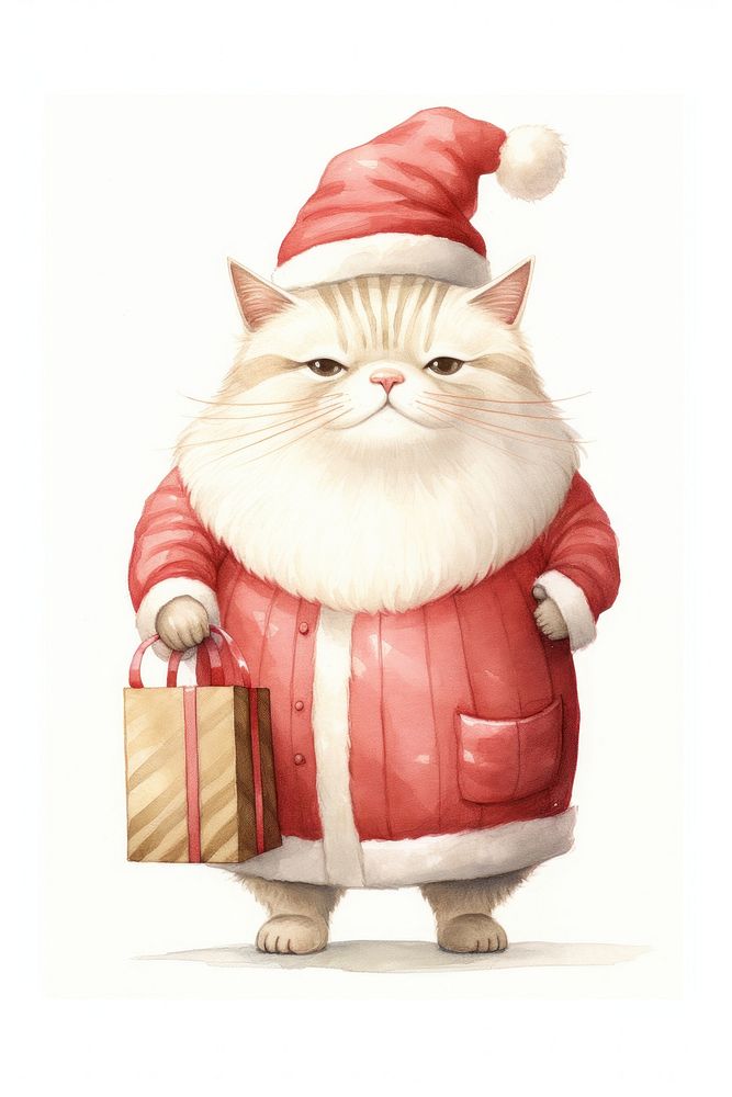 Cat holding a gift bag Like Santa Claus mammal cute pet. AI generated Image by rawpixel.