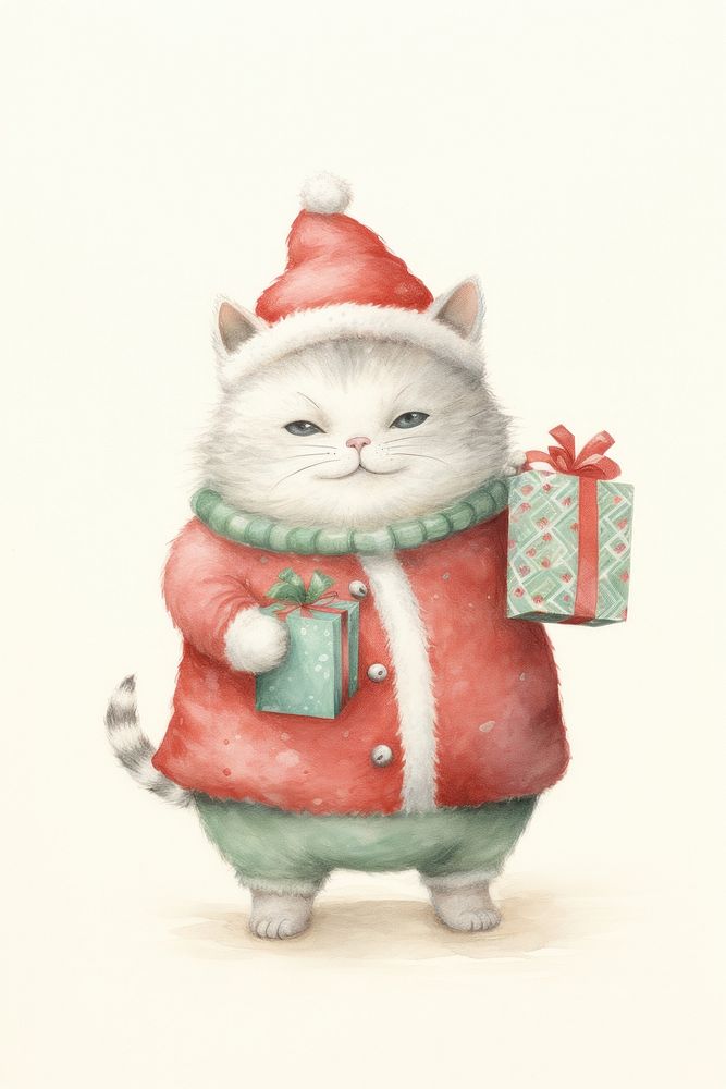 Cat holding a gift bag Like Santa Claus mammal animal cute. AI generated Image by rawpixel.