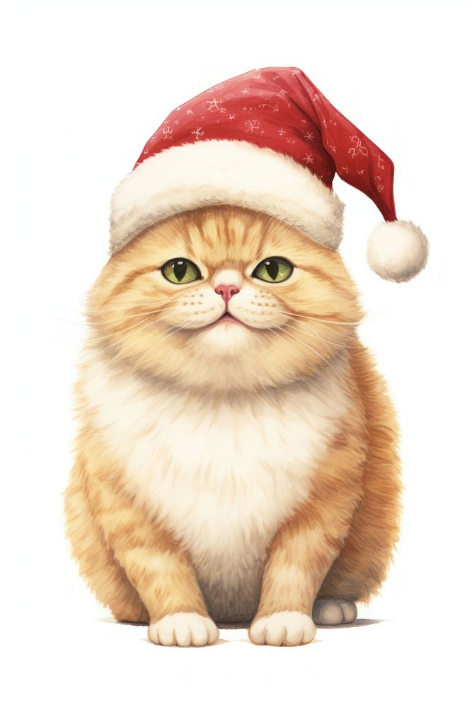 Cat wearing a Santa hat mammal animal cute. AI generated Image by rawpixel.