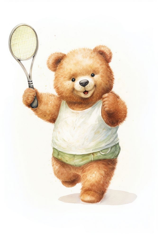 Bear playing basketball racket cute toy. AI generated Image by rawpixel.