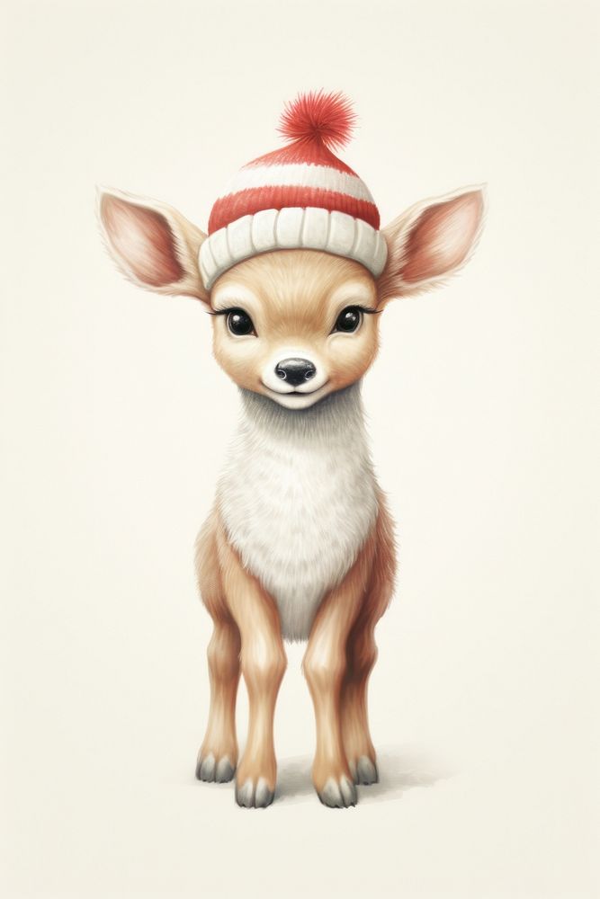 Deer wearing a Santa hat mammal animal representation. AI generated Image by rawpixel.