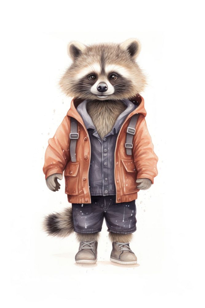 Raccoon raccoon adventure drawing mammal jacket