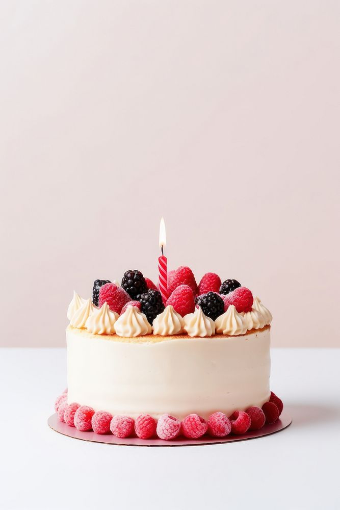 Birthday cake raspberry dessert cream. AI generated Image by rawpixel.