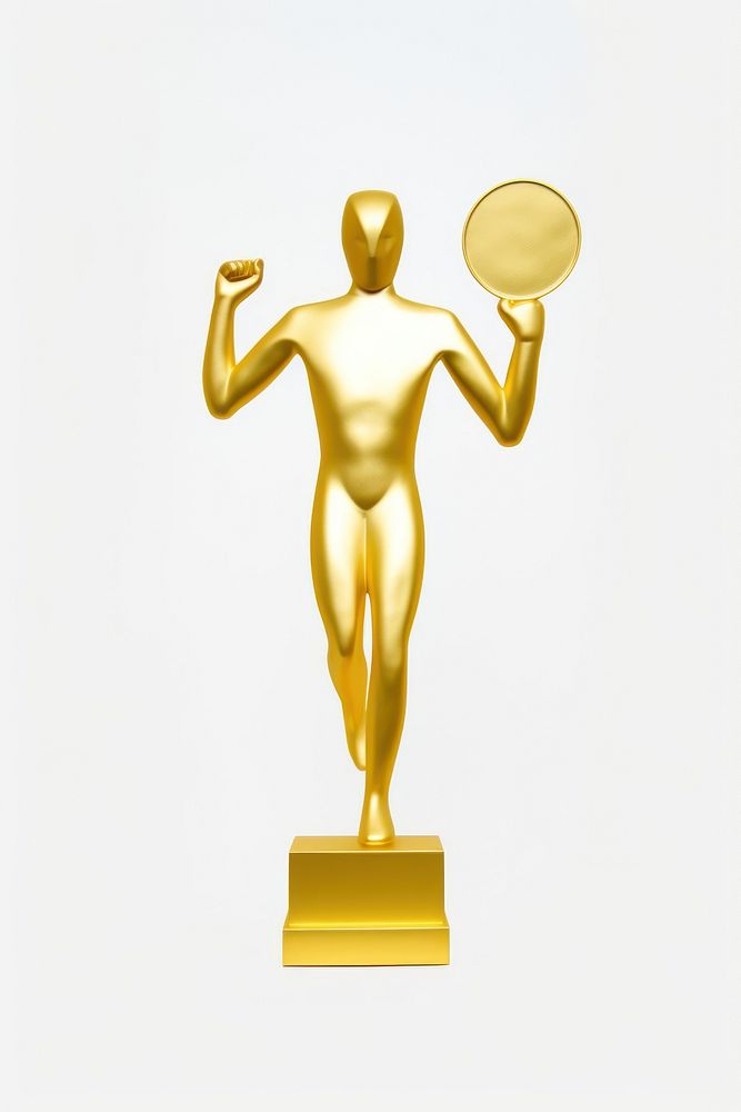 Gold trophy white background achievement standing. AI generated Image by rawpixel.