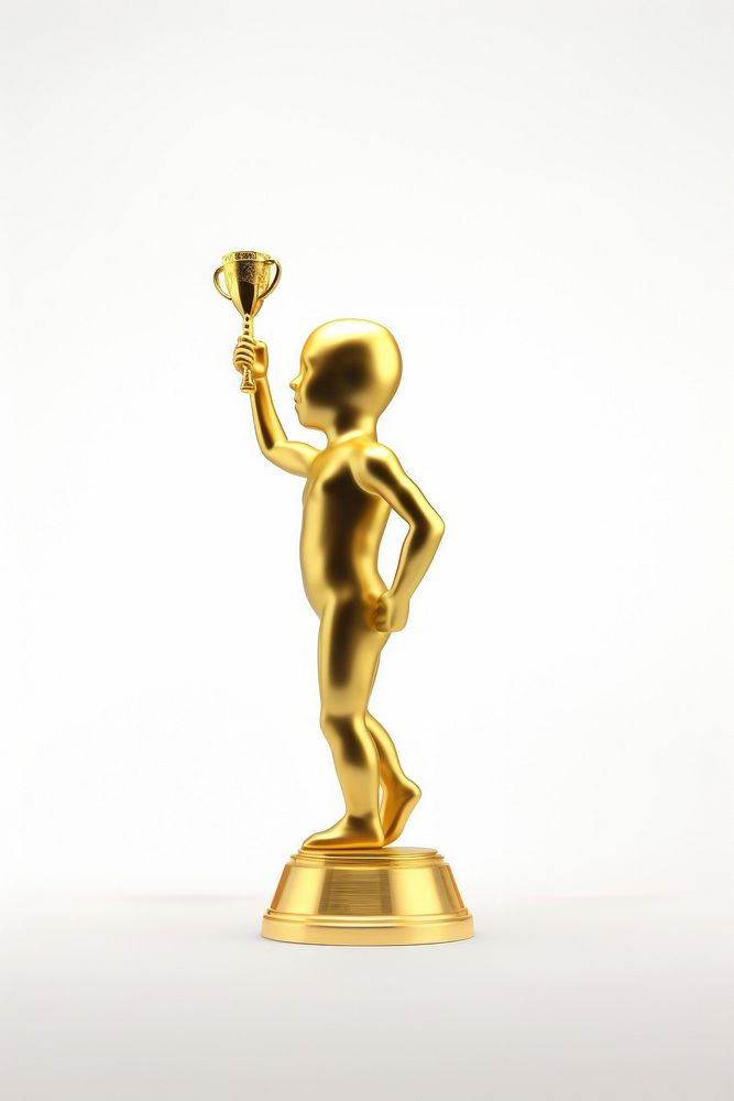 Gold trophy white background representation achievement. AI generated Image by rawpixel.