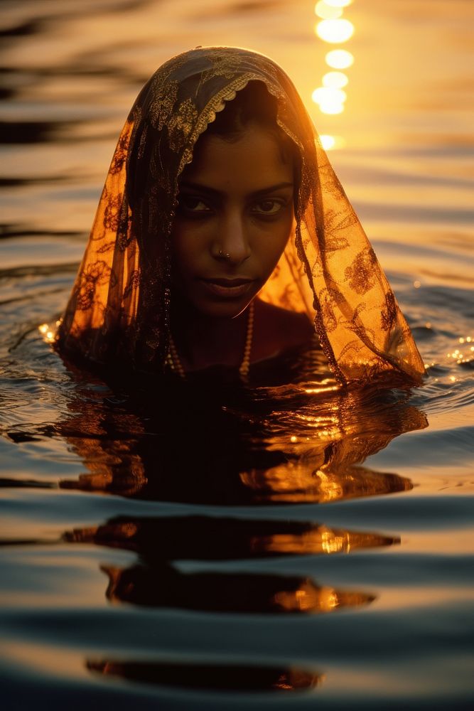 Portrait swimming outdoors nature. 