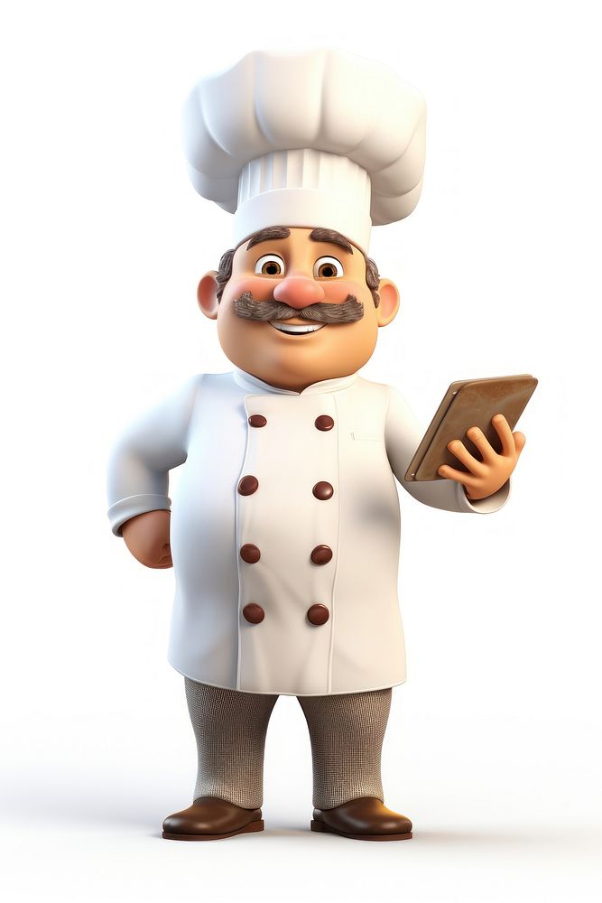 Chef cartoon white background technology. AI generated Image by rawpixel.