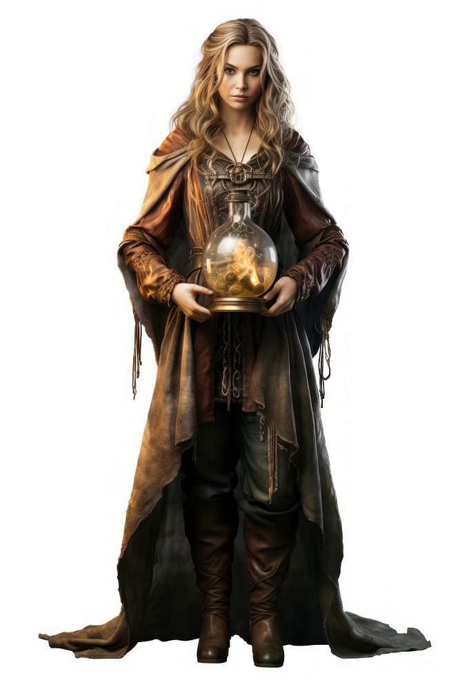 Woman alchemist wizard fashion adult white background. 