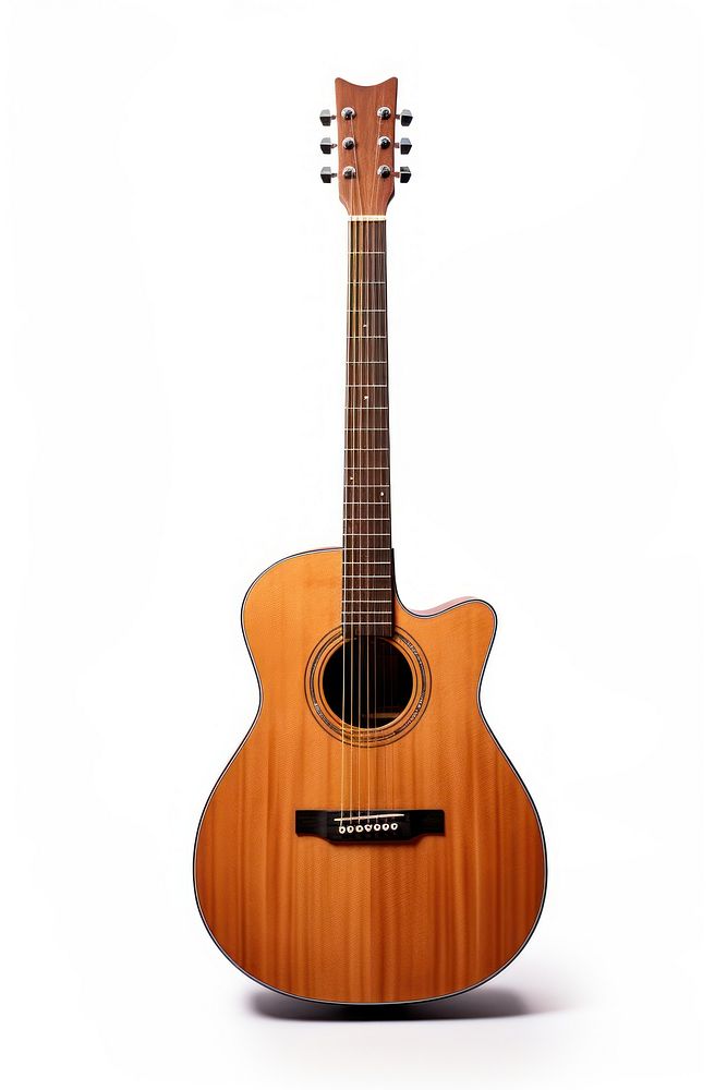 Brown Acoustic Guitar guitar brown white background. AI generated Image by rawpixel.