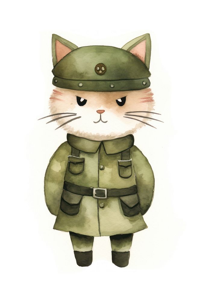 Cat soldier cartoon creativity protection. AI generated Image by rawpixel.