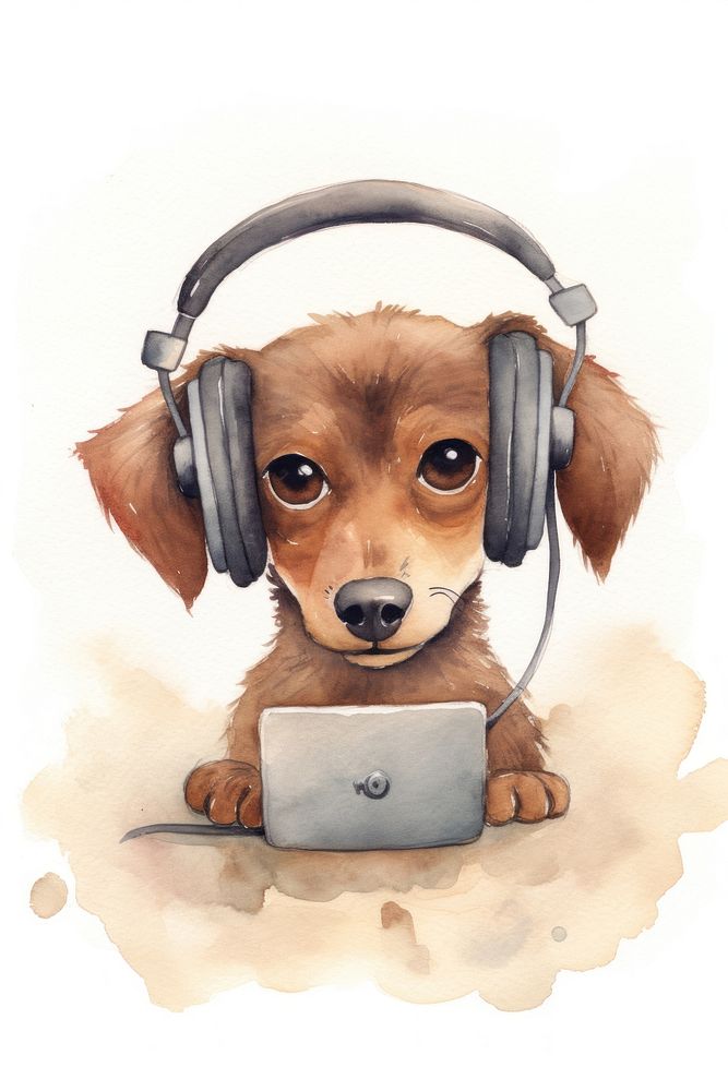 Dog social media headphones mammal animal. AI generated Image by rawpixel.