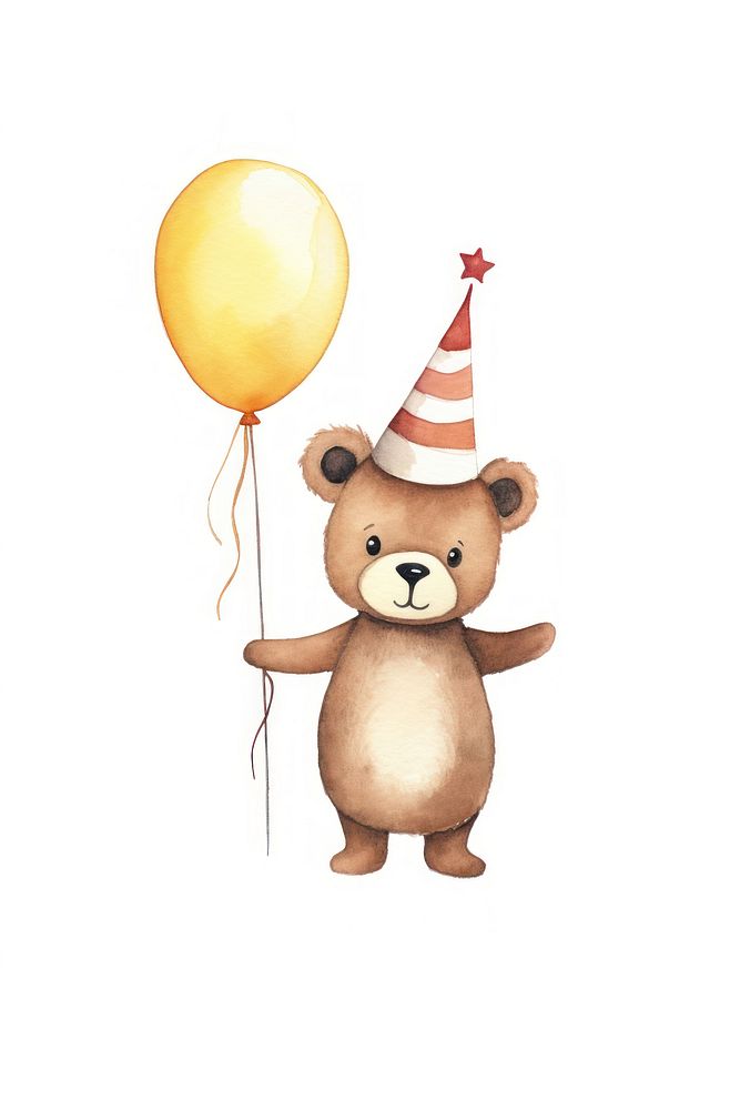 Bear birthday balloon cartoon. AI generated Image by rawpixel.
