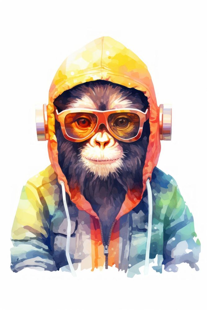 Monkey technology portrait white background. AI generated Image by rawpixel.