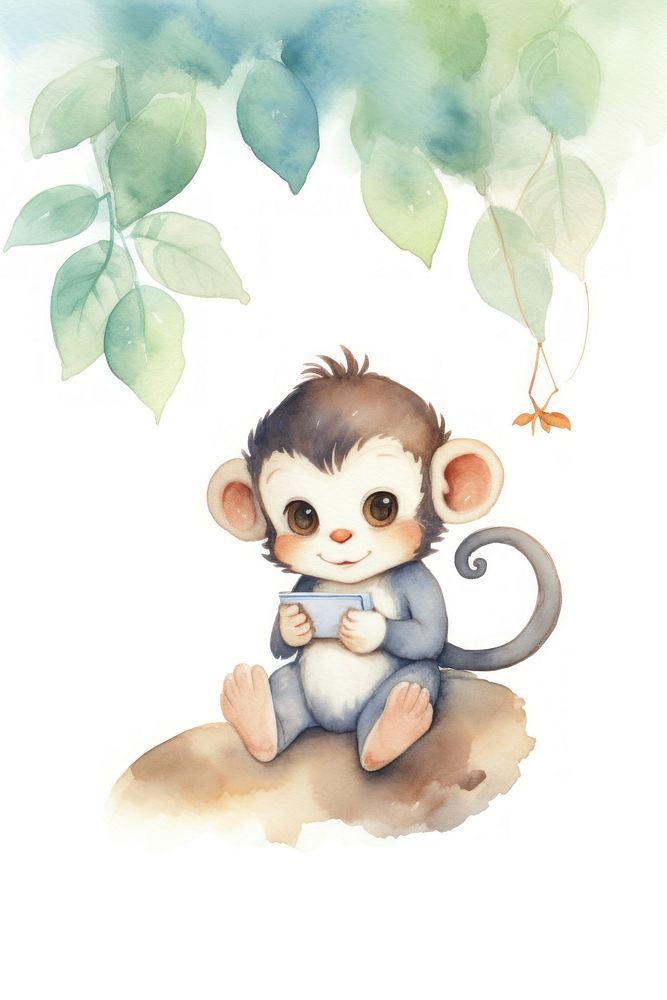 Social media monkey animal cute. AI generated Image by rawpixel.