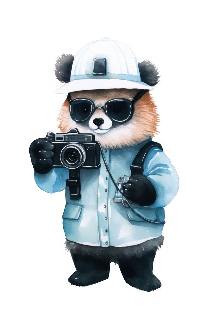 Panda wear glasses cartoon camera adult. AI generated Image by rawpixel.